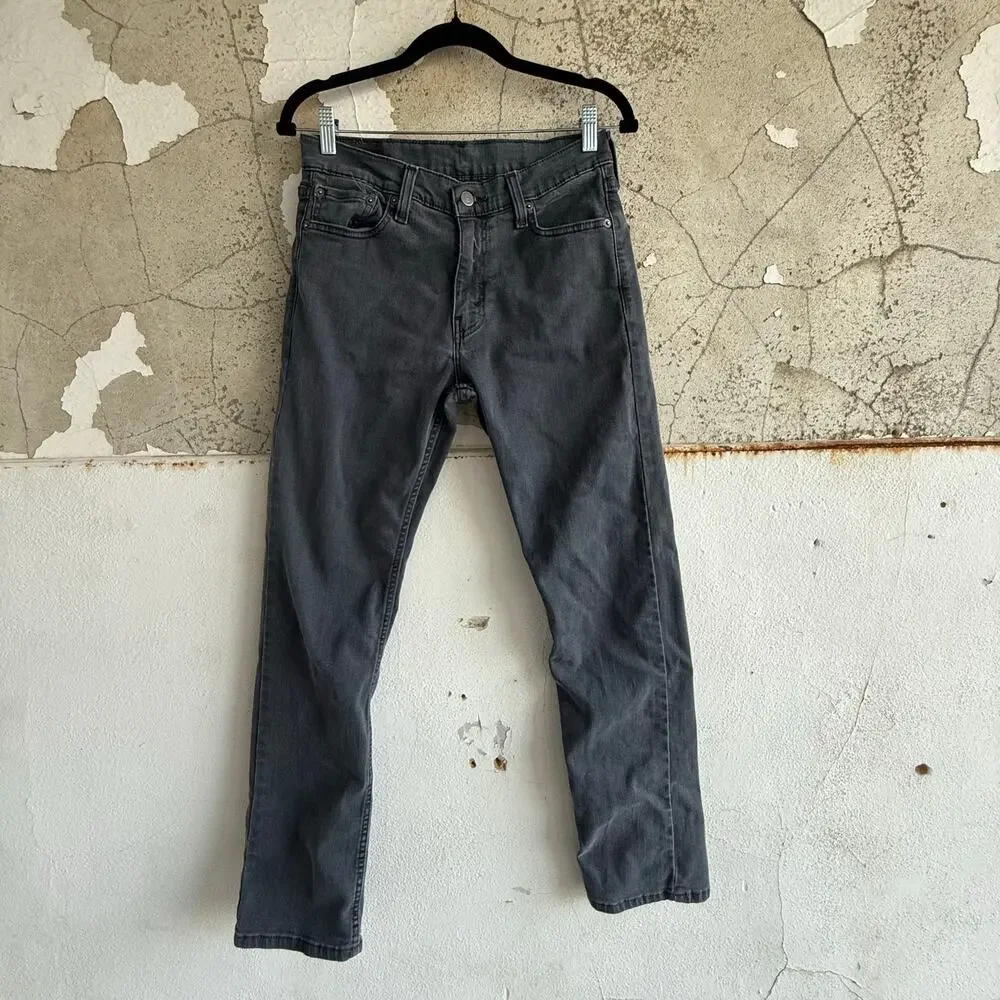 Levi’s 513 Jeans Slim Straight Leg Grey Stretch Denim Washed Casual Mens W30 L30